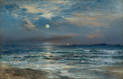 Moonlight Seascape, 1892 | Thomas Moran | Painting Reproduction