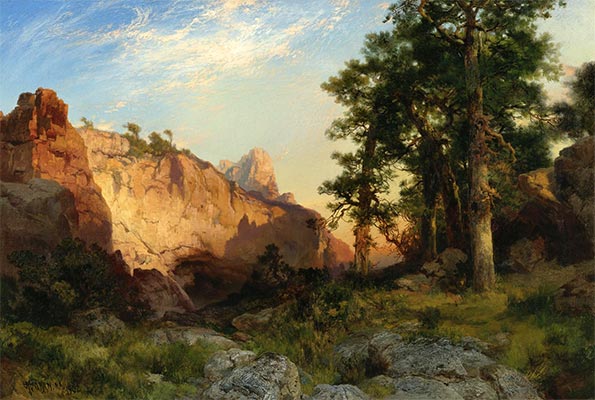 Coconino Kiefern und Klippe, Arizona, 1902 | Thomas Moran | Gemälde Reproduktion