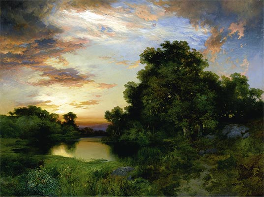 Sonnenuntergang auf Long Island | Thomas Moran | Gemälde Reproduktion