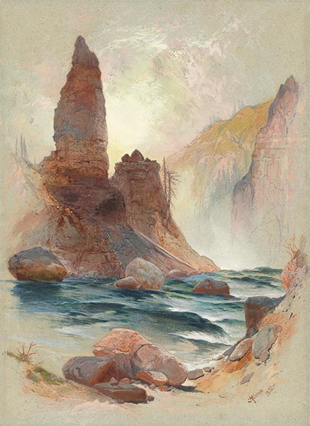 Turm bei den Tower Falls, Yellowstone | Thomas Moran | Gemälde Reproduktion