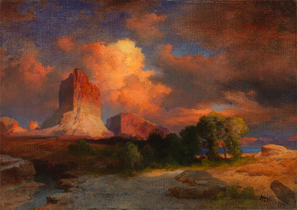 Sonnenuntergangwolke, grüner Fluss, Wyoming, 1917 | Thomas Moran | Gemälde Reproduktion