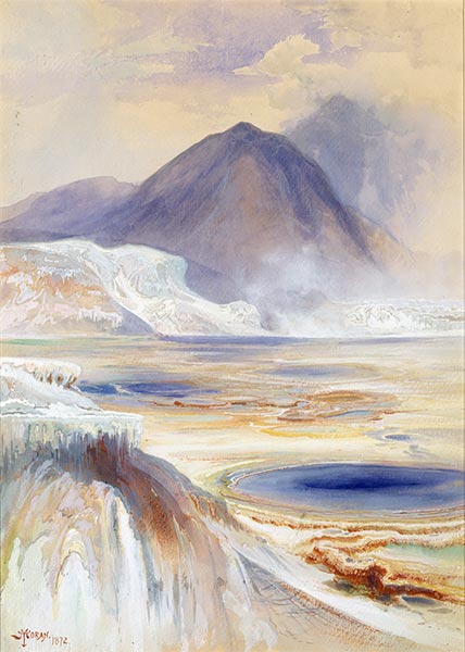 Mammoth Hot Springs, Yellowstone, 1872 | Thomas Moran | Painting Reproduction