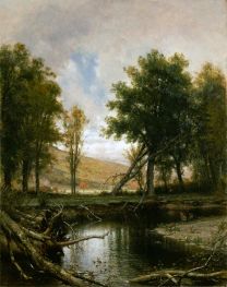Landscape with Stream and Deer, c.1877 by Thomas Worthington Whittredge | Painting Reproduction