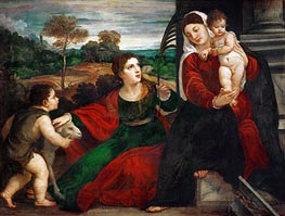 Madonna and Child with Saint Agnes and Saint John Baptist, undated by Titian | Painting Reproduction