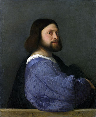 A Man with a Quilted Sleeve (Ariosto), c.1510/12 | Titian | Painting Reproduction
