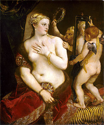 Venus vor dem Spiegel, 1555 | Titian | Gemälde Reproduktion