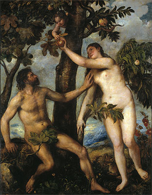 Adam and Eve, c.1550 | Titian | Gemälde Reproduktion