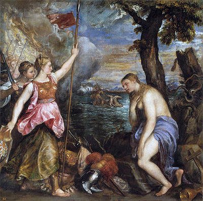 Religion Saved by Spain, c.1572/75 | Titian | Gemälde Reproduktion