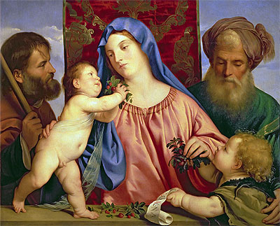 Madonna of the Cherries with Joseph, St. Zacharias and John the Baptist, c.1516/18 | Titian | Painting Reproduction