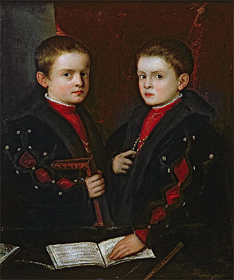 Portrait of Gerolamo Melchiorre and his Brother Francesco Santo da Pesaro, c.1544 | Titian | Gemälde Reproduktion