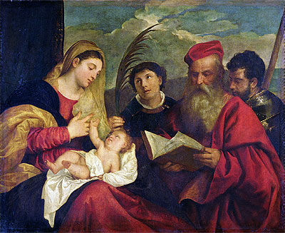 Madonna and Child with SS. Stephen, Jerome and Maurice, Undated | Titian | Gemälde Reproduktion