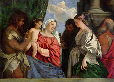 Virgin and Child with Four Saints, c.1516 | Titian | Gemälde Reproduktion