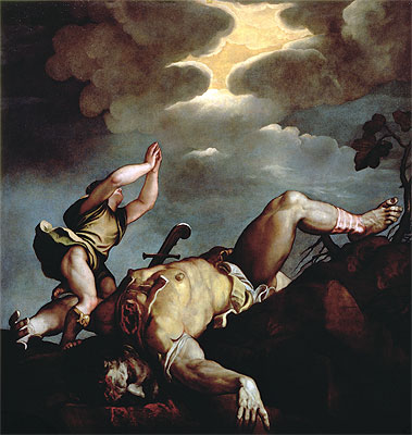 Davids Sieg über Goliath, n.d. von Titian | Gemälde-Reproduktion