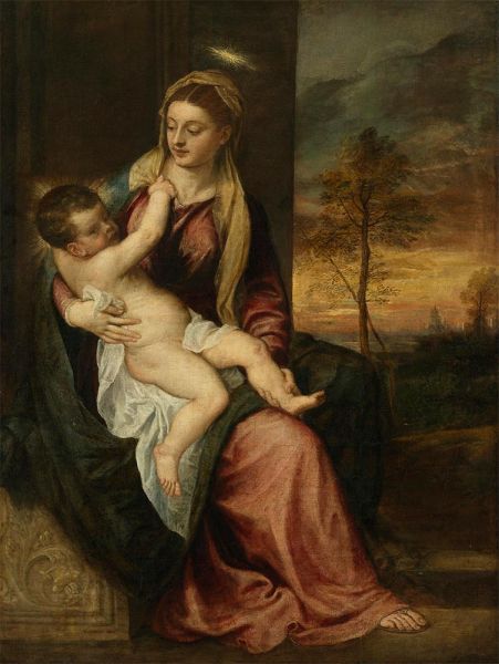 Virgin with Child at Sunset, 1560 | Titian | Gemälde Reproduktion