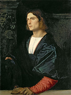 Junger Mann mit Mütze und Handschuhen, c.1515 von Titian | Gemälde-Reproduktion