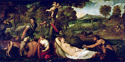 Pardo Venus or Jupiter and Antiope, 1560 | Titian | Gemälde Reproduktion