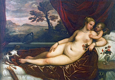 Venus und Amor, Undated | Titian | Gemälde Reproduktion