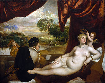 Venus und der Lautenspieler | Titian | Gemälde Reproduktion