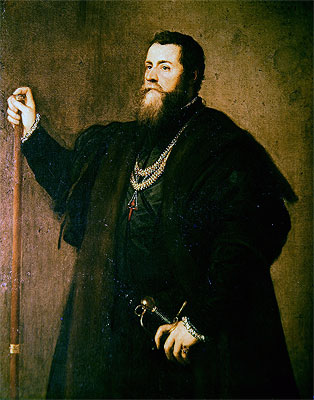 Porträt eines Ritters des Santiago-Ordens, 1542 von Titian | Gemälde-Reproduktion