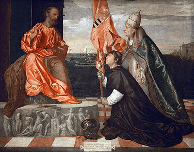 Jacopo Pesaro Presented to St. Peter by Pope Alexander VI, c.1513 | Titian | Gemälde Reproduktion
