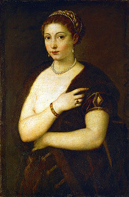 Young Woman with Fur, c.1535 | Titian | Painting Reproduction