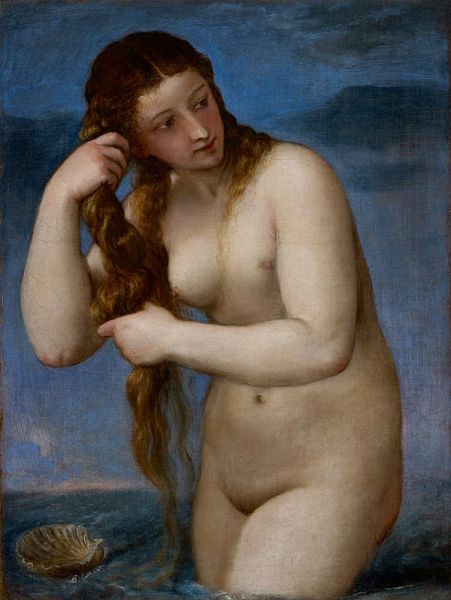 Venus Rising from the Sea (Venus Anadyomene), 1520 | Titian | Gemälde Reproduktion