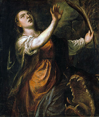 Saint Margaret and the Dragon, c.1565/70 | Titian | Painting Reproduction