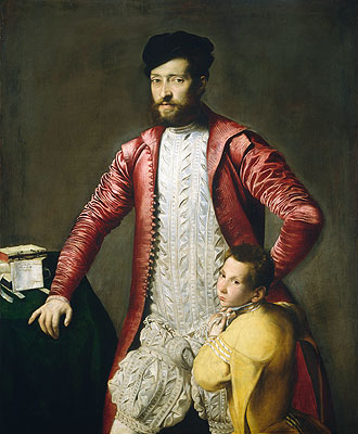 Alessandro Alberti mit einem Pagen | Titian | Gemälde Reproduktion