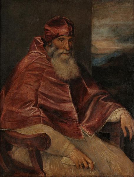 Porträt von Papst Paul III. mit 'Camauro', c.1545/46 | Titian | Gemälde Reproduktion