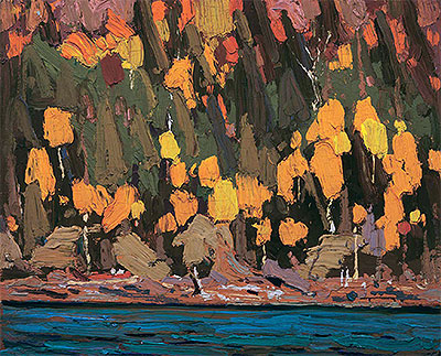 Birches and Cedar, Fall, 1915 | Tom Thomson | Painting Reproduction