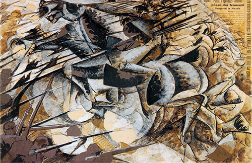 Angriff der Lanzenreiter, 1915 | Umberto Boccioni | Gemälde Reproduktion