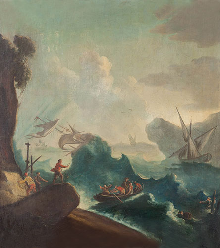 Seascape with Storm and Travelers in a Boat, n.d. by Unknown Master | Painting Reproduction