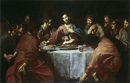 Last Supper, 1625 | Valentin de Boulogne | Gemälde Reproduktion