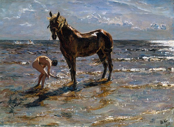 Ein Pferd baden, 1905 | Valentin Serov | Gemälde Reproduktion