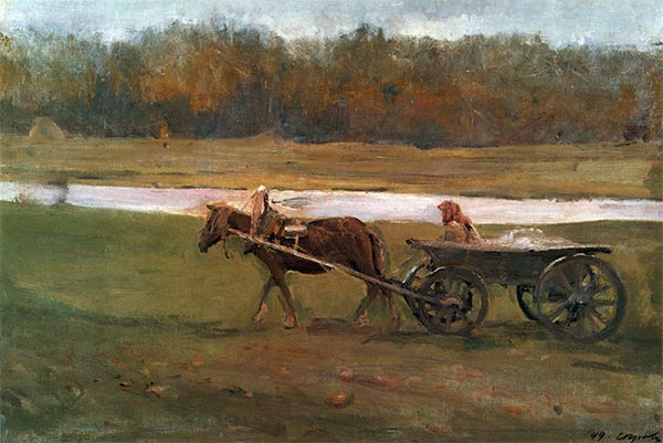 Peasant Woman in a Cart, 1896 | Valentin Serov | Painting Reproduction