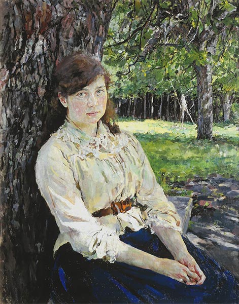 Girl in the Sunlight, Portrait of Maria Simonovich, 1888 | Valentin Serov | Painting Reproduction
