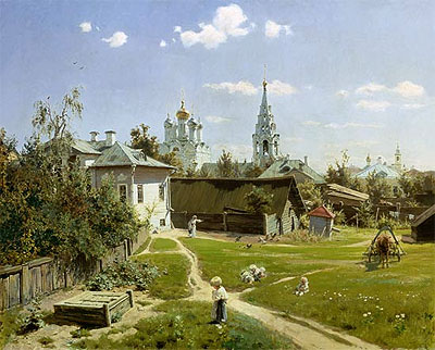 Kleiner Hof in Moskau, 1878 | Vasiliy Polenov | Gemälde Reproduktion