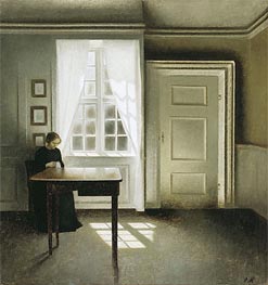 Interior with a Lady | Hammershoi | Painting Reproduction