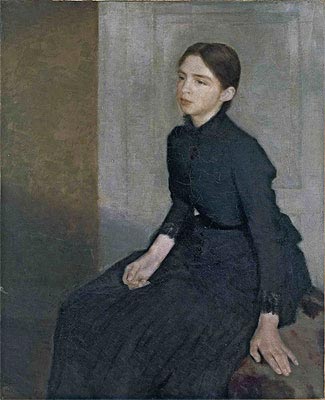 Portrait of a Young Woman. The Artist's Sister Anna | Hammershoi | Painting Reproduction