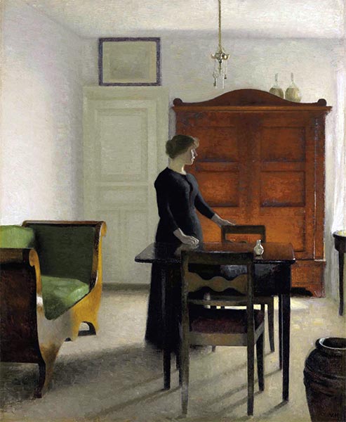 Ida in einem Innenraum | Hammershoi | Gemälde Reproduktion