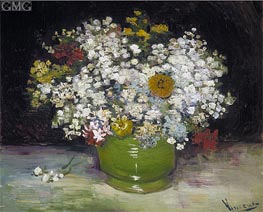 Vase with Zinnias and Other Flowers, 1886 by Vincent van Gogh | Painting Reproduction