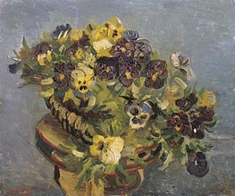 Basket of Pansies on a Small Table | Vincent van Gogh | Painting Reproduction