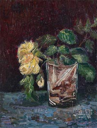Glass with Yellow Roses, 1886 by Vincent van Gogh | Painting Reproduction