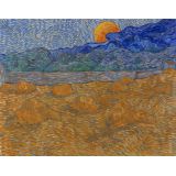 Landscape with Wheat Sheaves and Rising Moon - Vincent van Gogh