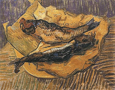 Stillleben: Bücklinge auf Stück gelben Papier, 1889 | Vincent van Gogh | Gemälde Reproduktion