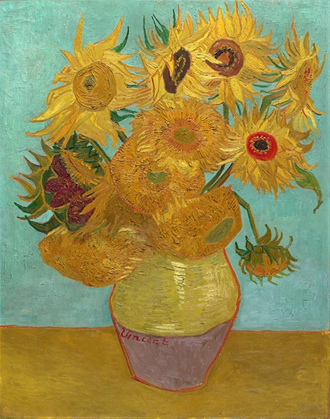 Stillleben: Vase mit zwölf Sonnenblumen | Vincent van Gogh | Gemälde Reproduktion
