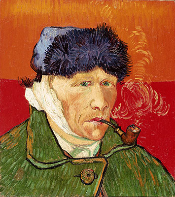 Selbstporträt mit verbundenem Ohr und Rohr, 1889 | Vincent van Gogh | Gemälde Reproduktion
