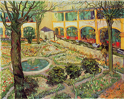 The Courtyard of the Hospital at Arles, 1889 | Vincent van Gogh | Gemälde Reproduktion