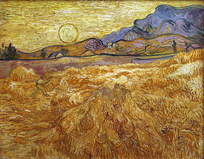 Wheat Field with Reaper and Sun, 1889 | Vincent van Gogh | Gemälde Reproduktion