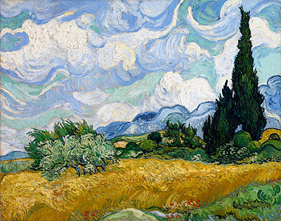 Wheat Field with Cypresses, 1889 | Vincent van Gogh | Painting Reproduction